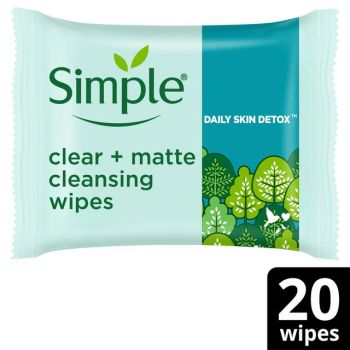 Simple Daily Skin Deto: Clean Matte Cleansing Wipes 25Pcs